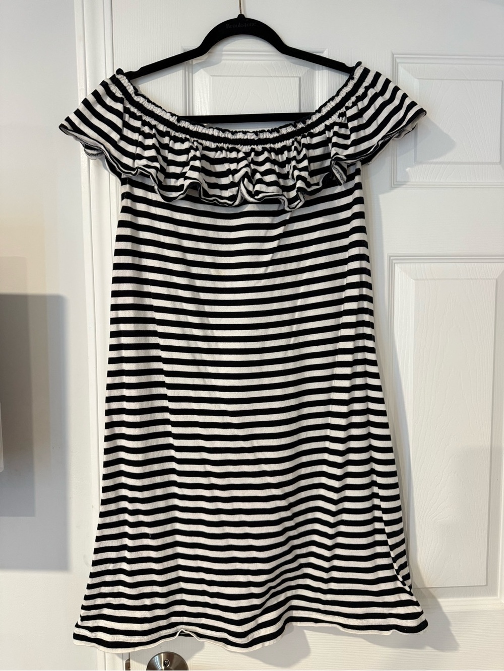 kate spade Black & White Striped Off-Shoulder Dress